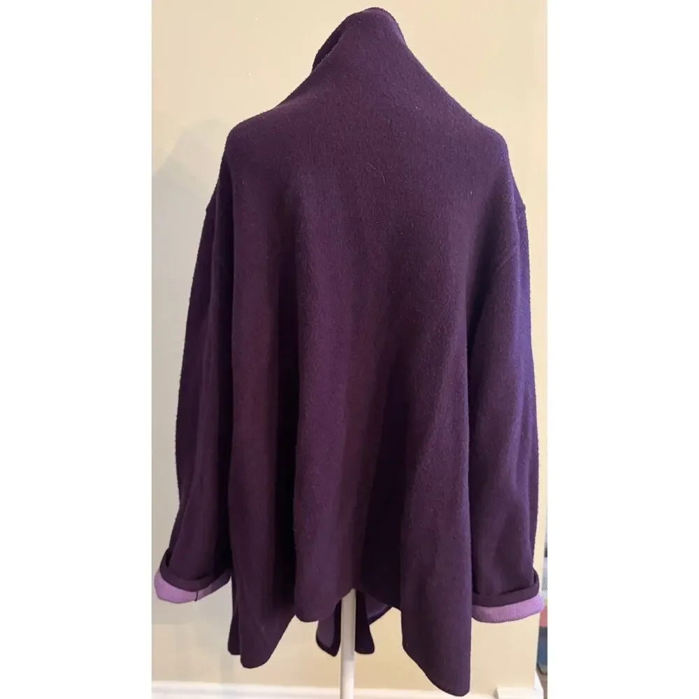 Eileen Fisher Lambswool Doubleface Cape Jacket Shacket Open Cardigan Size XL - Picture 4 of 6